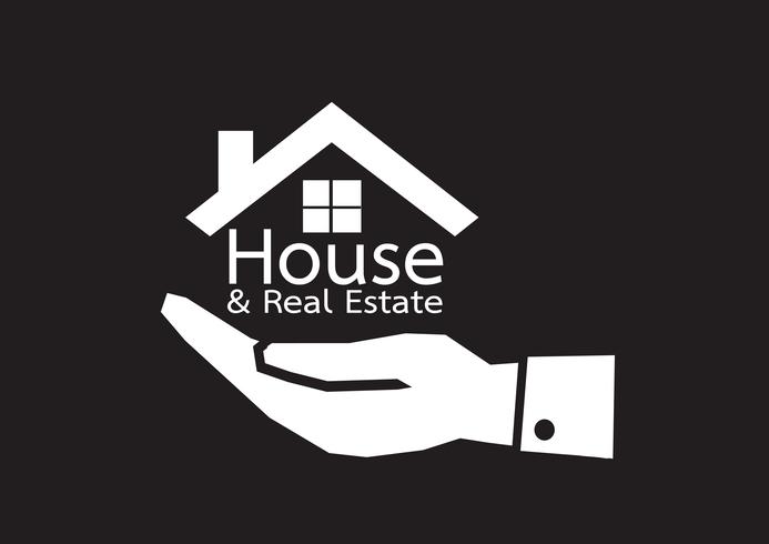 Hand and Home icon Conceito imobiliário vetor