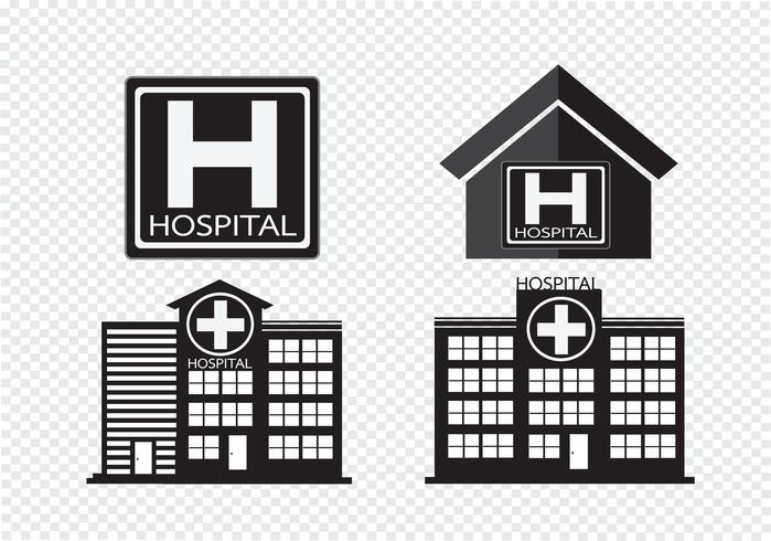 Hospital, predios, ícone, desenho, ilustração vetor