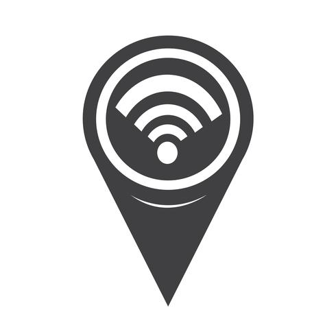 Ponteiro de mapa ícone Wi-Fi vetor