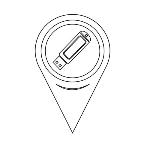 Mapa do ponteiro USB Flash Drive Icon vetor