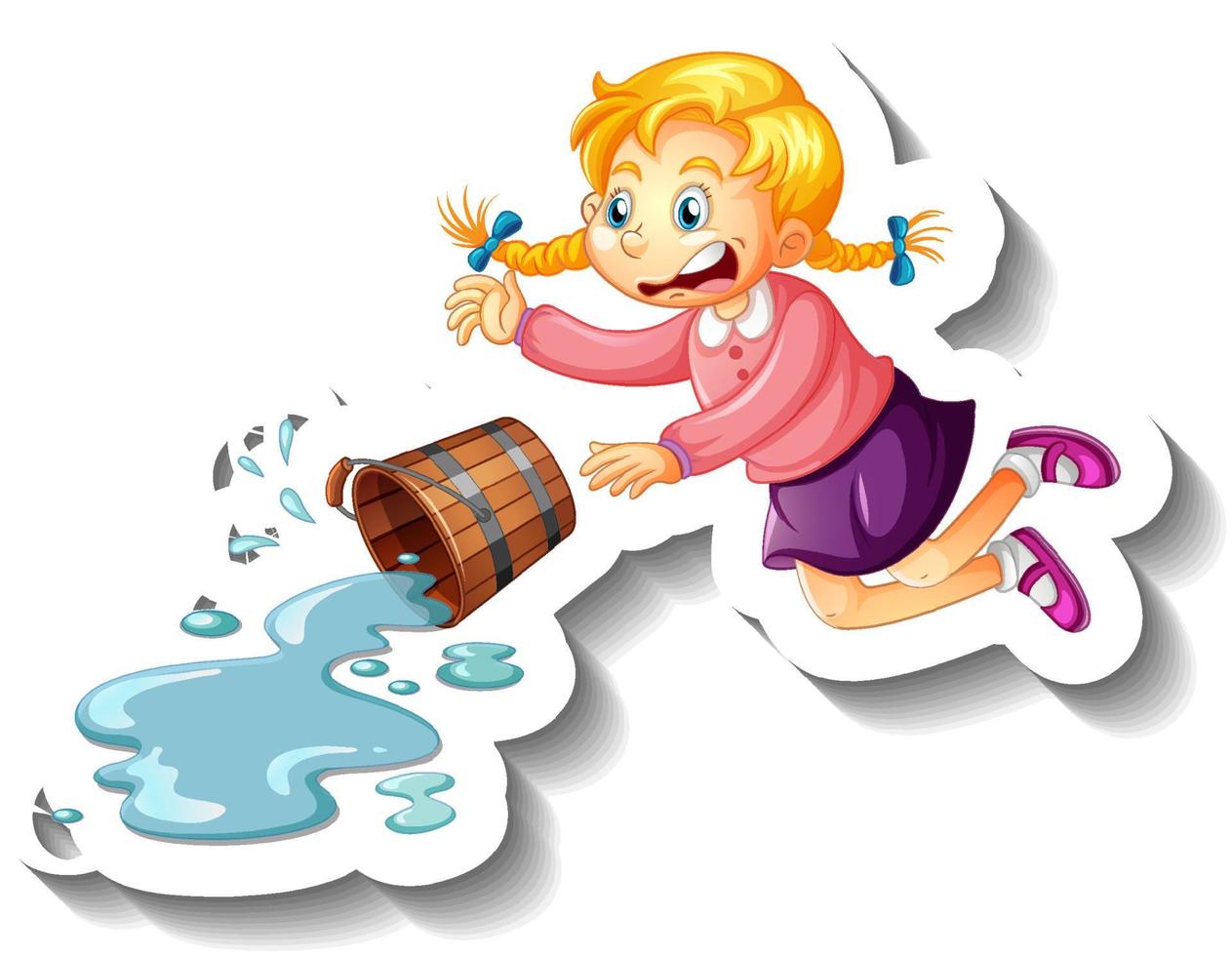 água derramando balde com uma garota vetor