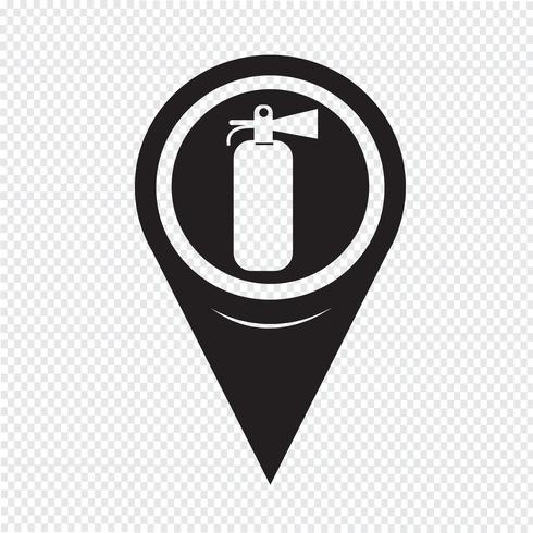ícone de extintor de incêndio de ponteiro de mapa vetor