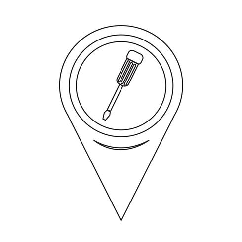 Ícone de chave de fenda de ponteiro de mapa vetor