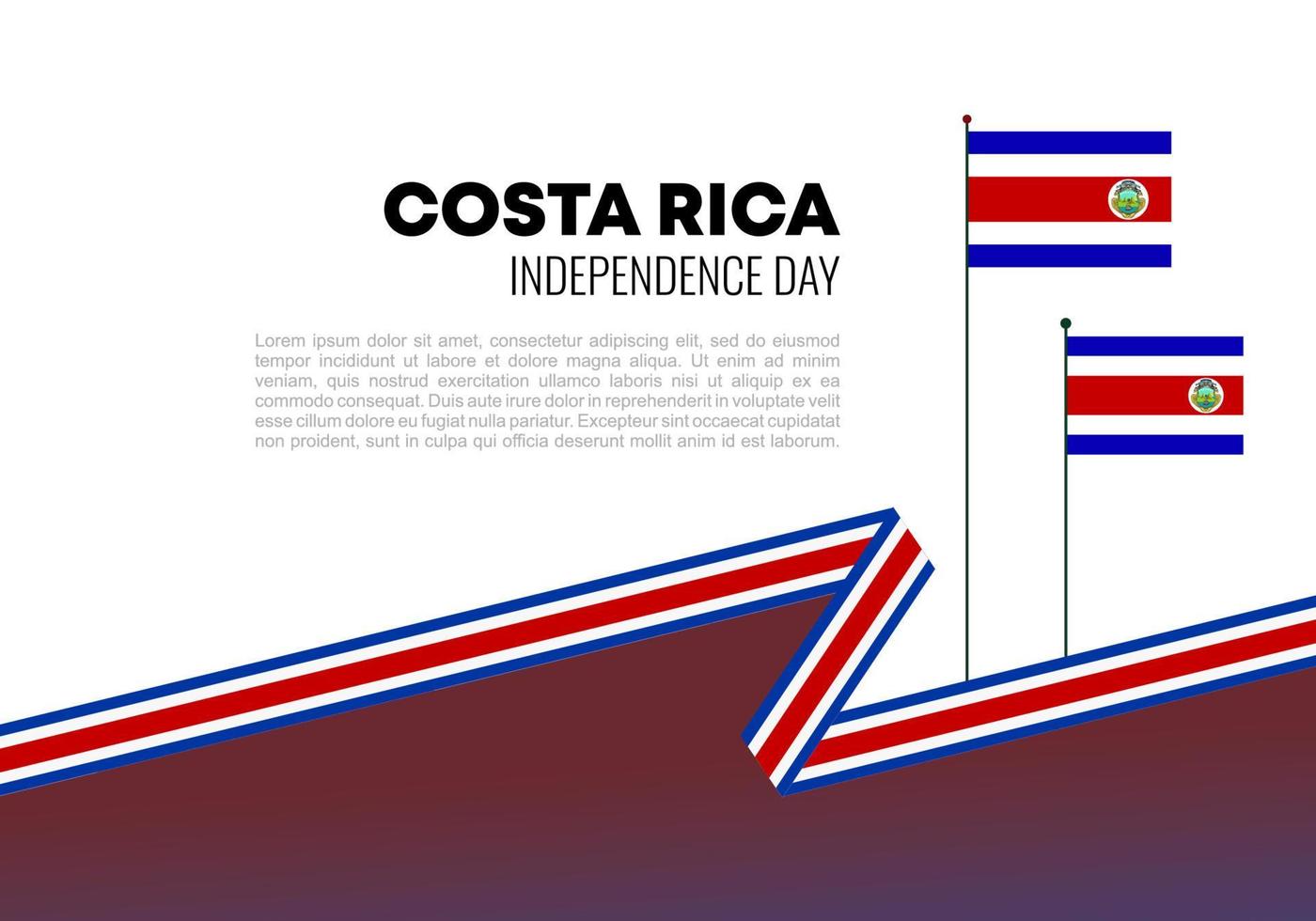 dia da independência da costa rica para celebração nacional em 15 de setembro. vetor