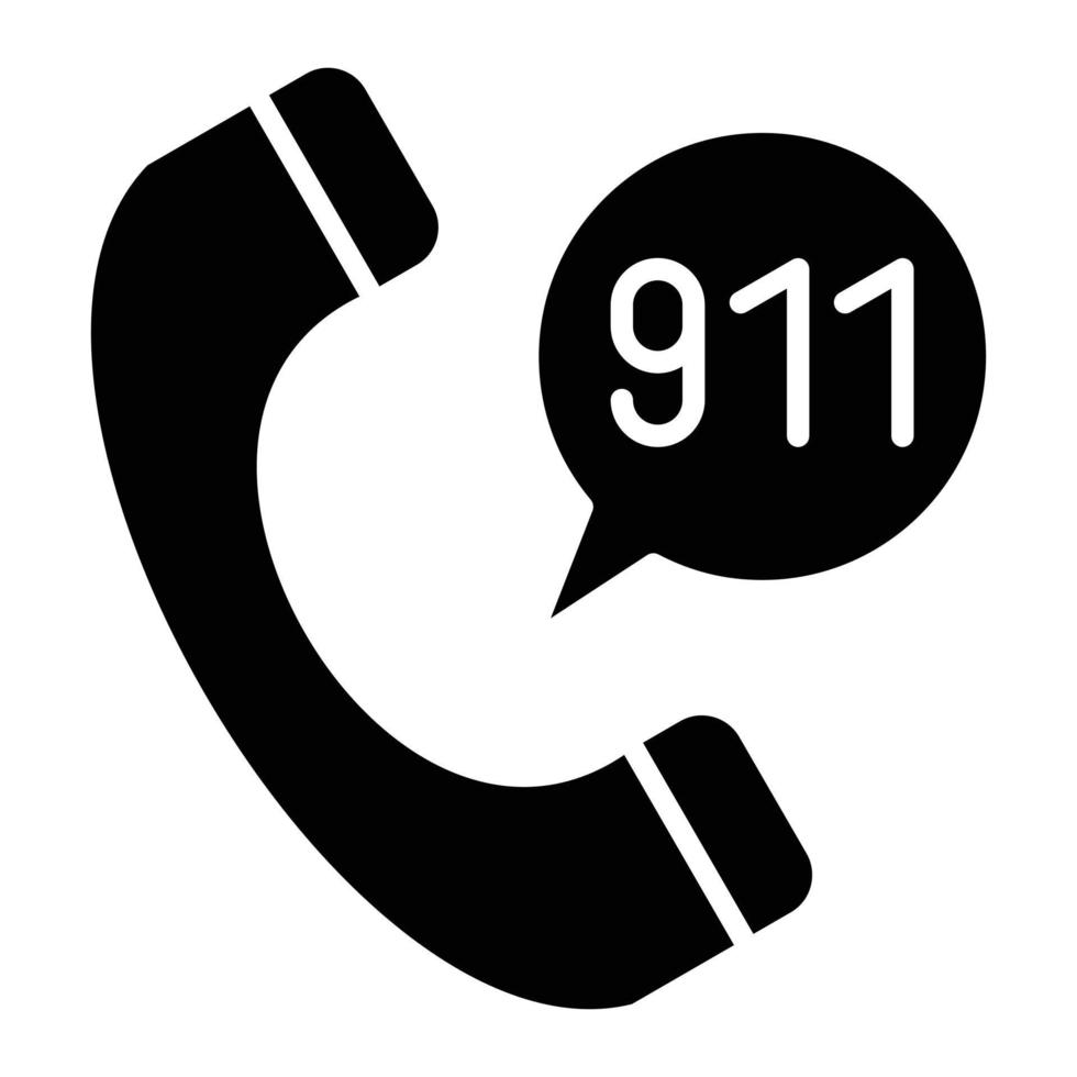 ícone de glifo de chamada 911 vetor