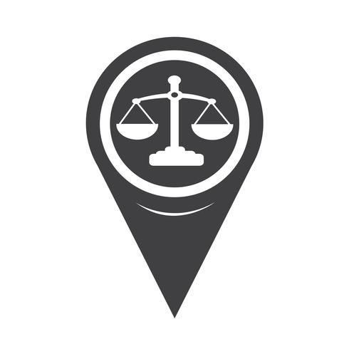 escalas de ponteiro de mapa do ícone de Justiça vetor