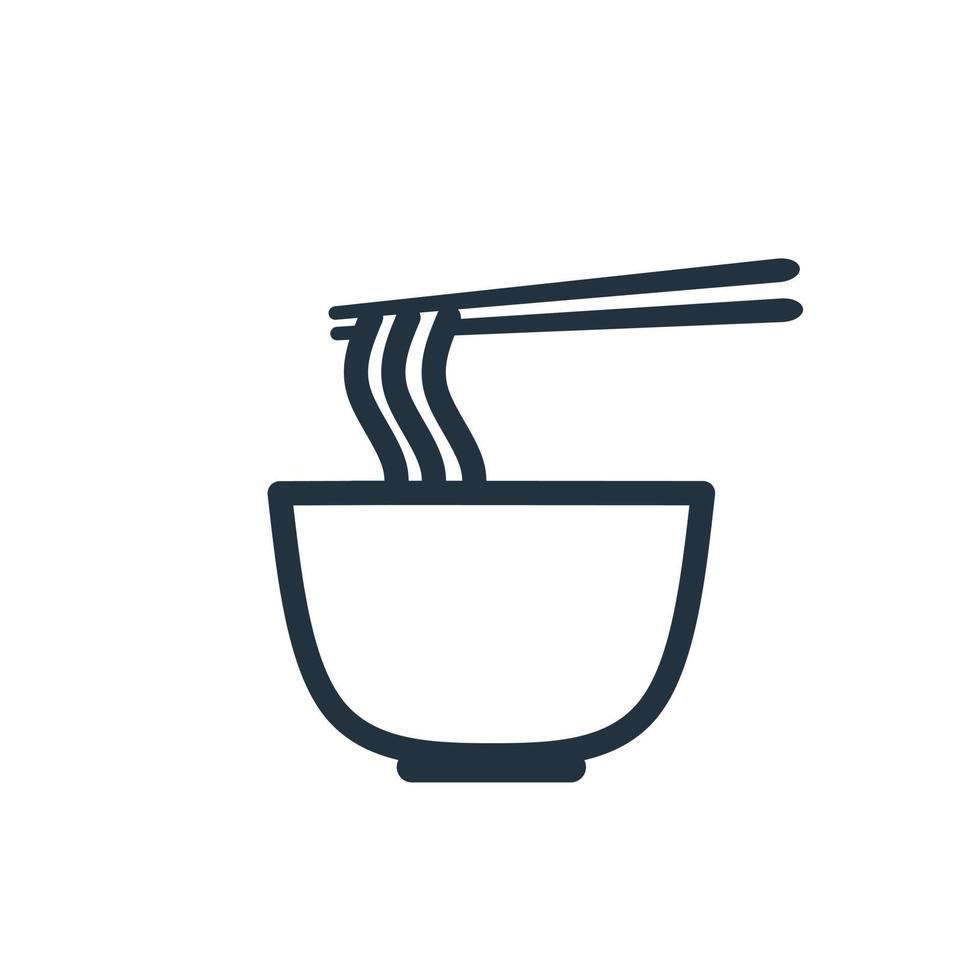 vetor de ícone de macarrão ramen isolado em um fundo branco. símbolo de ramen para o design do seu site, logotipo, interface do usuário.