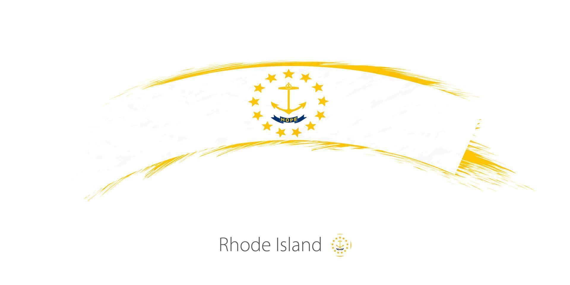 bandeira de rhode island na pincelada grunge arredondada. vetor