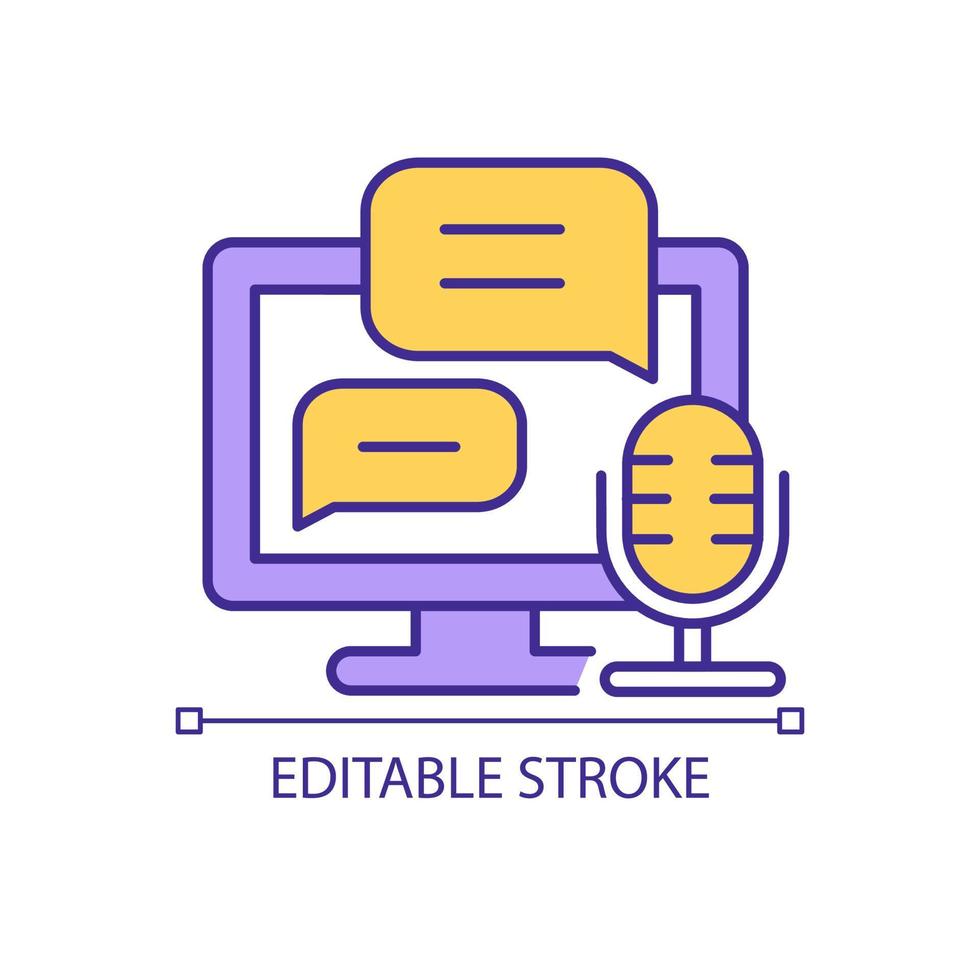 bot de bate-papo e ícone de cor rgb do assistente de voz. tecnologia digital de conforto do cliente. Serviço de suporte. ilustração vetorial isolado. desenho de linha preenchido simples. traço editável. fonte arial usada vetor