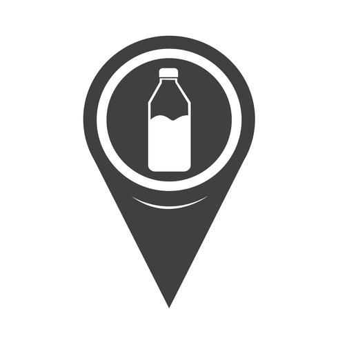 Ícone de garrafa de ponteiro de mapa vetor