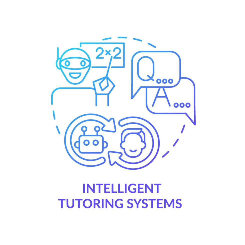 ícone do conceito de gradiente azul do sistema de tutoria inteligente. educação tecnologia idéia abstrata ilustração de linha fina. desenho de contorno isolado. traço editável. roboto-medium, inúmeras fontes pró-negrito usadas vetor