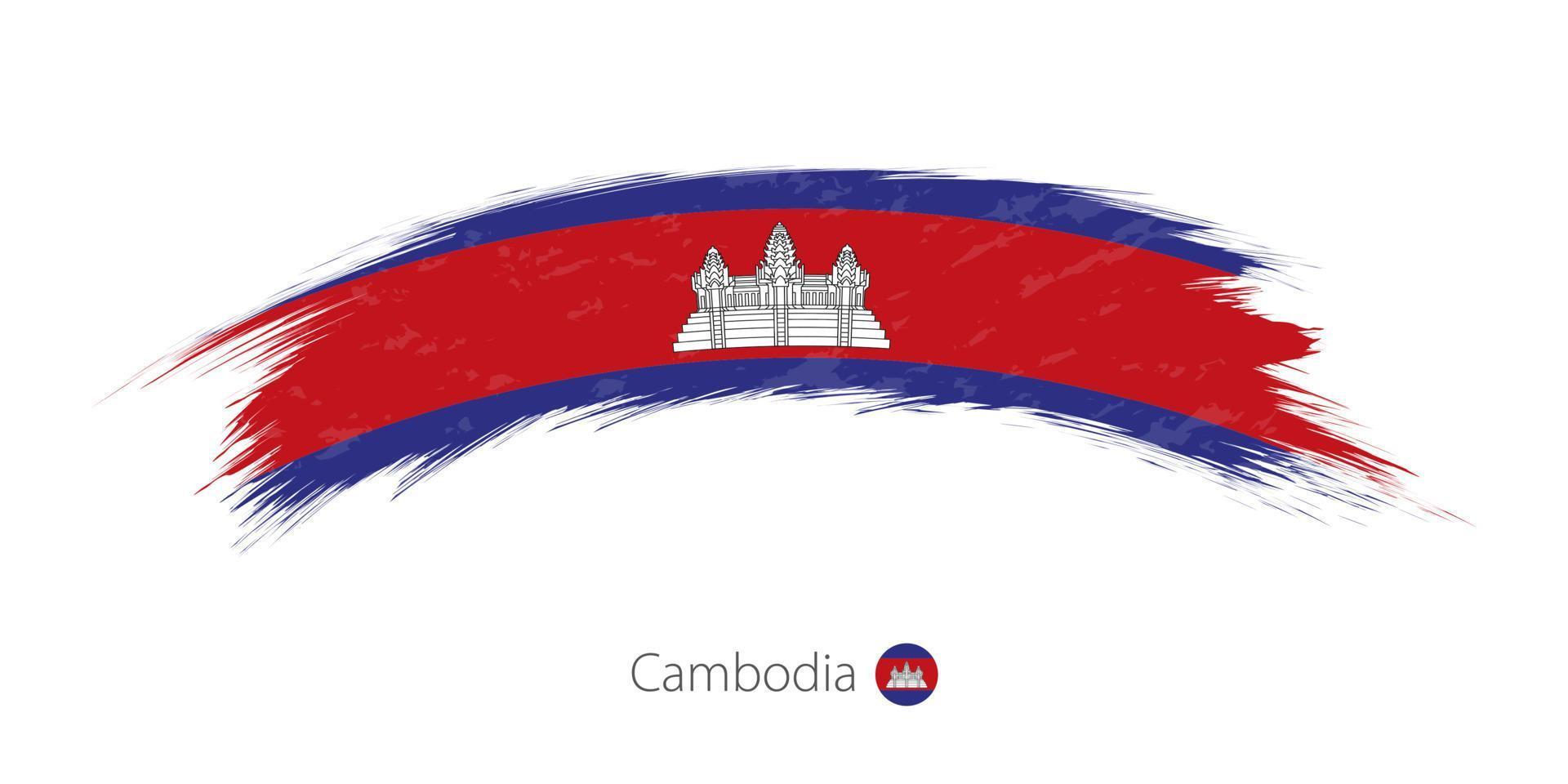 bandeira do camboja na pincelada grunge arredondado. vetor