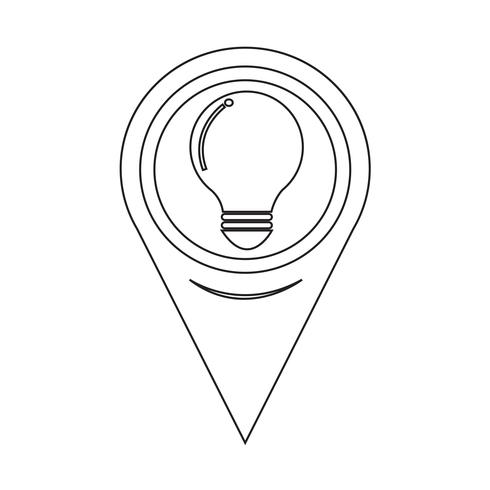 Ícone de lâmpada de ponteiro de mapa vetor