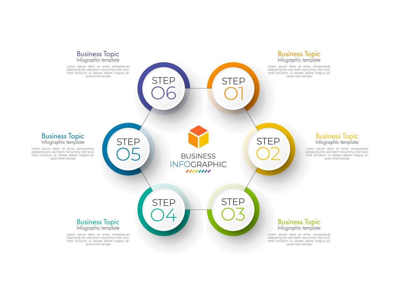 vetor de design de infográficos de passo mínimo e ícones podem ser usados para layout de fluxo de trabalho, diagrama, relatório anual. modelo de design de linha do tempo de infográficos vetoriais com 6 opções, peças, etapas ou processos.