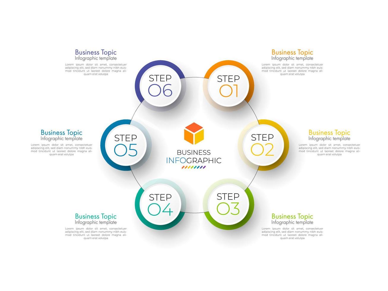 vetor de design de infográficos de passo mínimo e ícones podem ser usados para layout de fluxo de trabalho, diagrama, relatório anual. modelo de design de linha do tempo de infográficos vetoriais com 6 opções, peças, etapas ou processos.