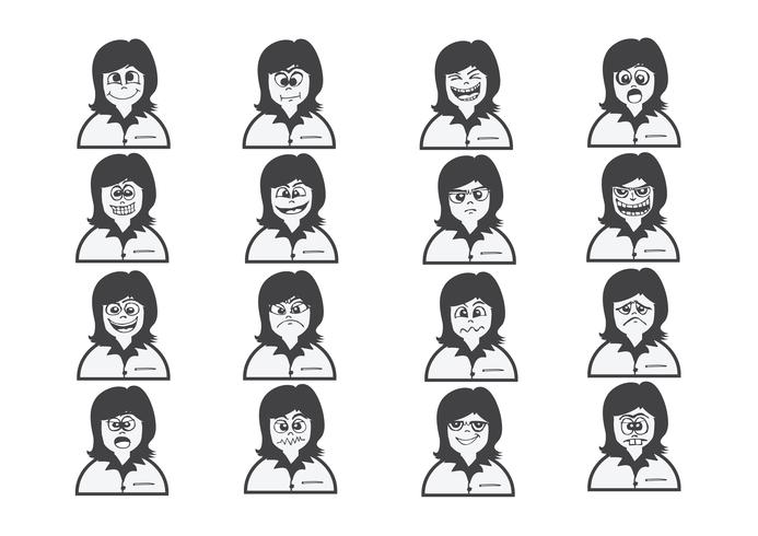 cartoon faces set drawing illustration vetor