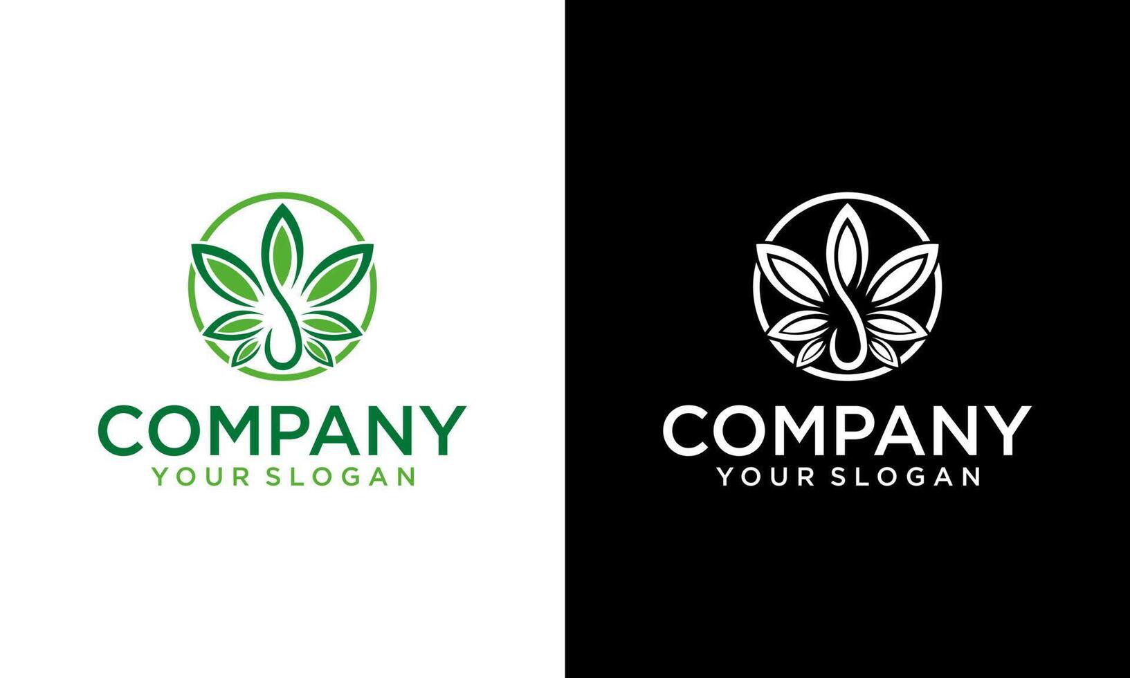 vetor de logotipo de cannabis para terapia médica e de saúde. silhueta de folha cbd com ícone de informações de bate-papo da bolha do círculo. estilo moderno simples. aplicar ao site, ilustração de modelo e aplicativo