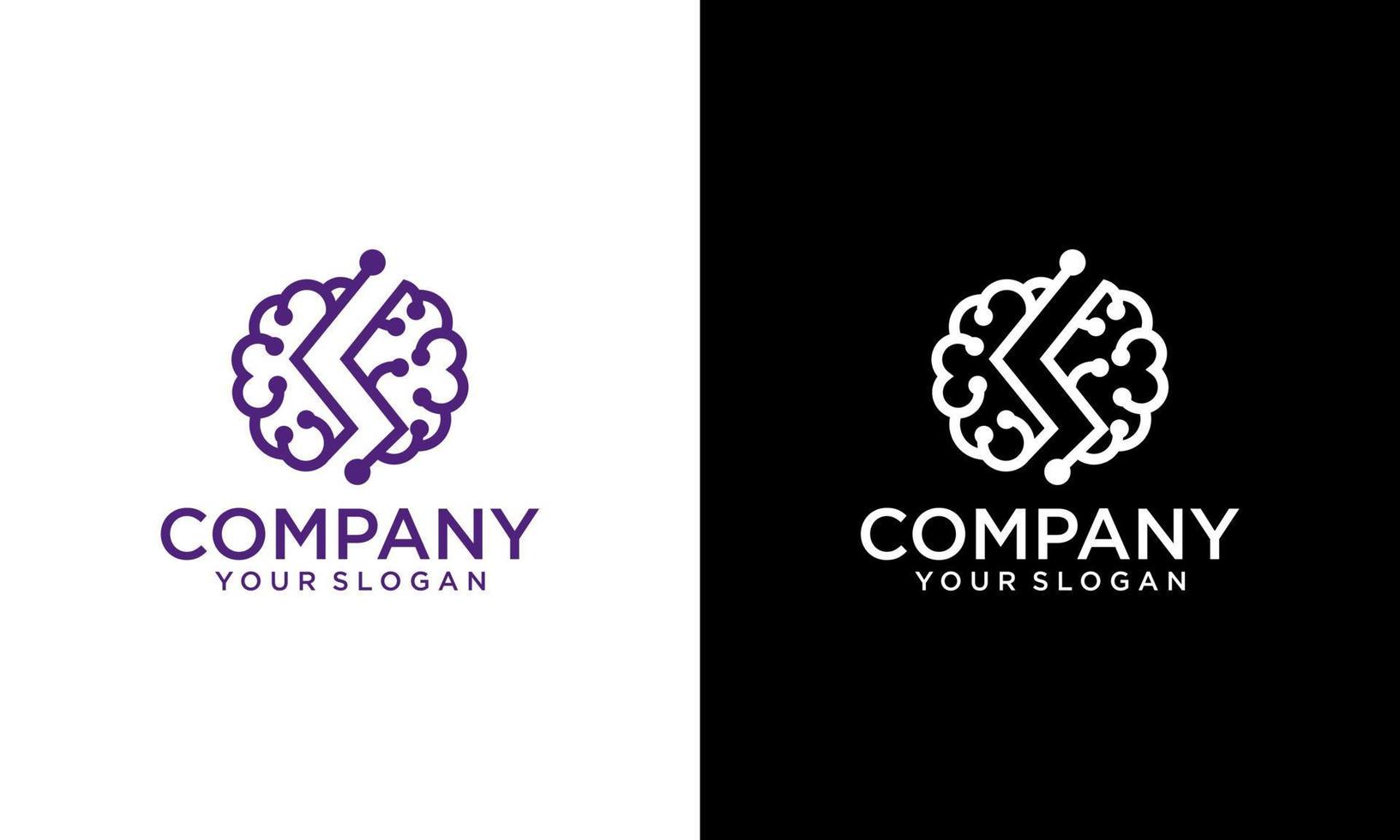 design de logotipo de ciência do cérebro da letra s. cérebro logo conectar, tecnologia, logotipo moderno vetor