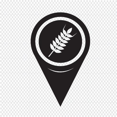 ícone de orelha de trigo de ponteiro de mapa vetor