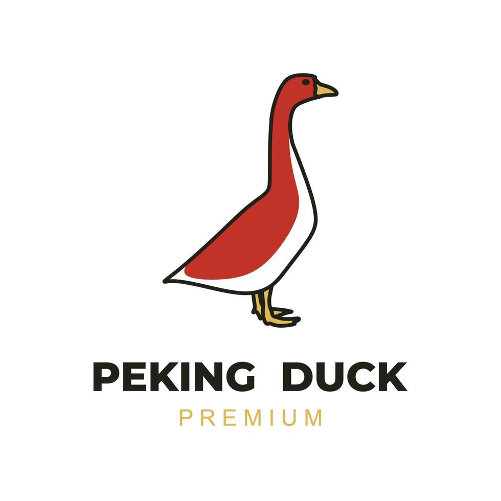 logotipo simples do pato de Pequim vermelho vetor