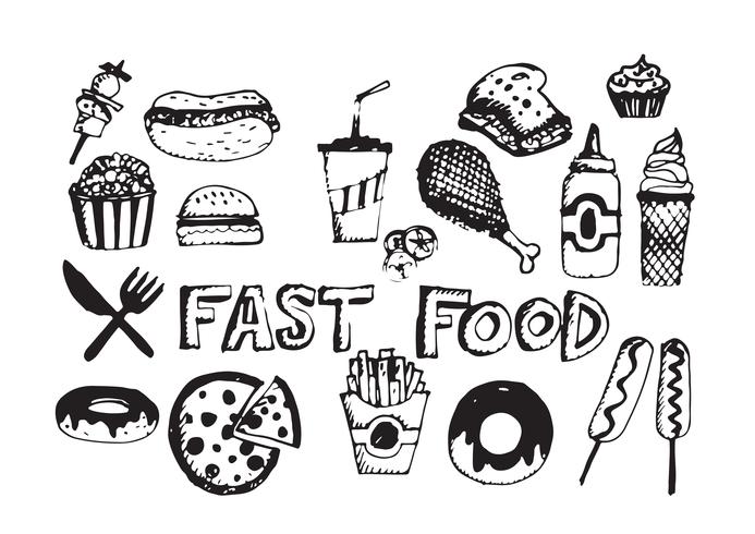símbolos de vetor de ícones de fast-food