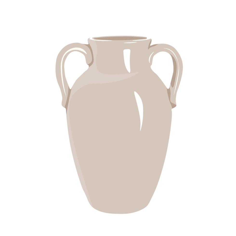 ilustração vetorial de vaso de cerâmica. jarro antigo grego. talheres para flores. um item de interior. Isolado em um fundo branco. vetor