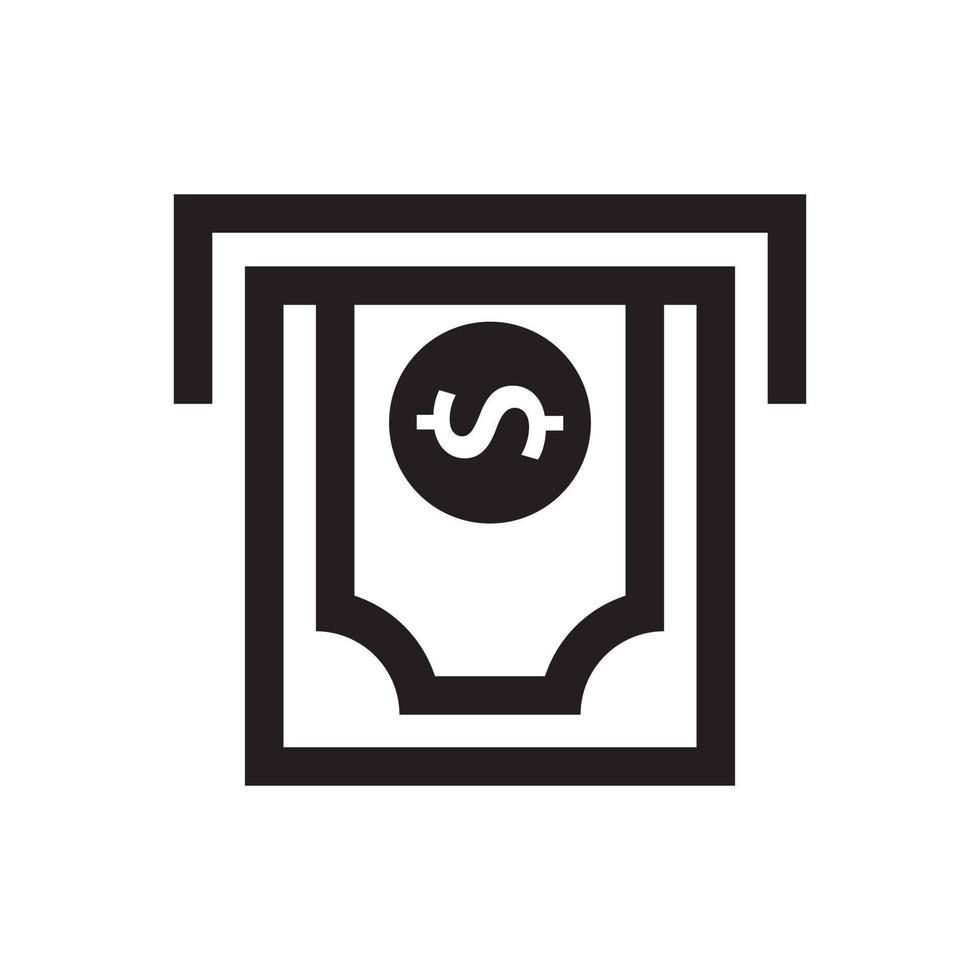 ilustração em vetor de ícone de caixa eletrônico. adequado para elemento de design de pagamento on-line, transação na Internet e símbolo de transferência de dinheiro on-line. símbolo de retirada de caixa eletrônico.