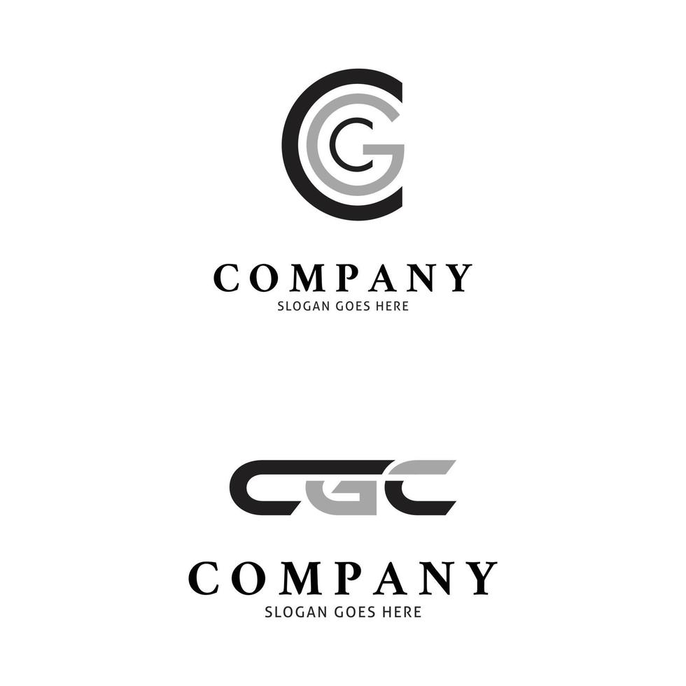 conjunto de design de ilustração de modelo de logotipo de vetor de ícone cgc letra inicial