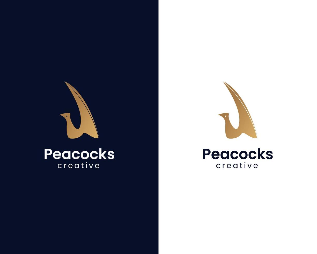 design de logotipo de pássaro de pavão com forma bonita vetor