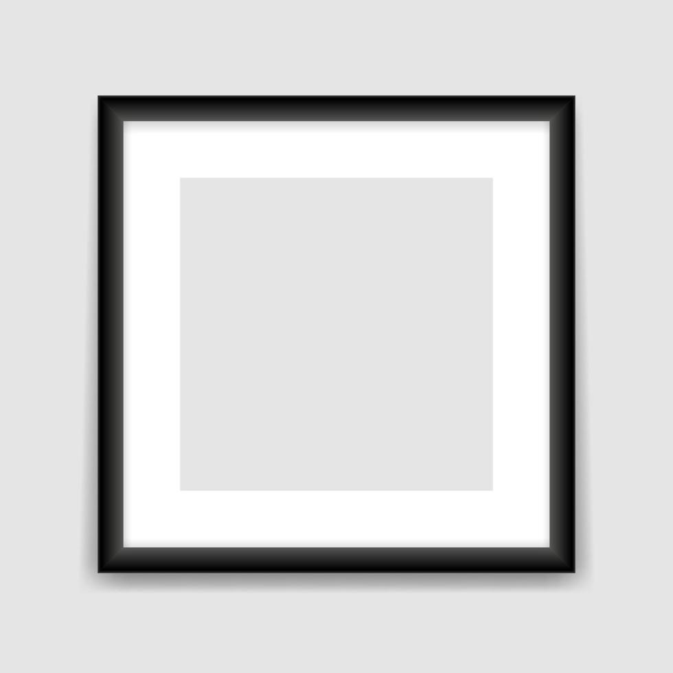 modelo de moldura quadrada preta. banner vertical vazio com design realista de centro cinza de publicidade para imagem e imagem vetorial promocional. vetor