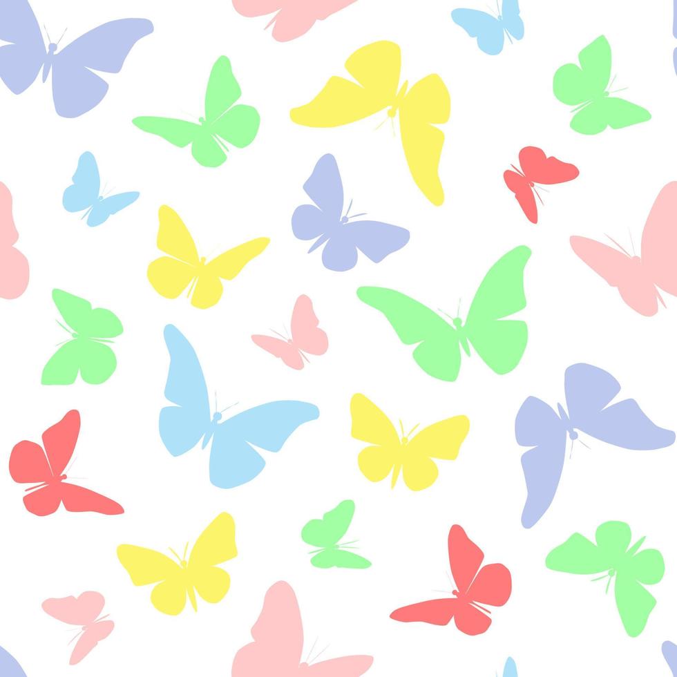padrão sem emenda com borboletas coloridas. verão, estampa delicada. gráficos vetoriais. vetor