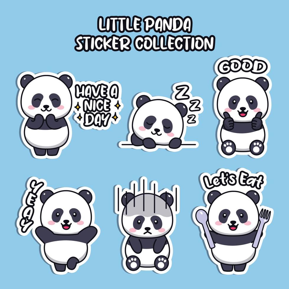 conjunto de emoji de mídia social emoticon animal coleção de adesivos de panda bonitinho vetor