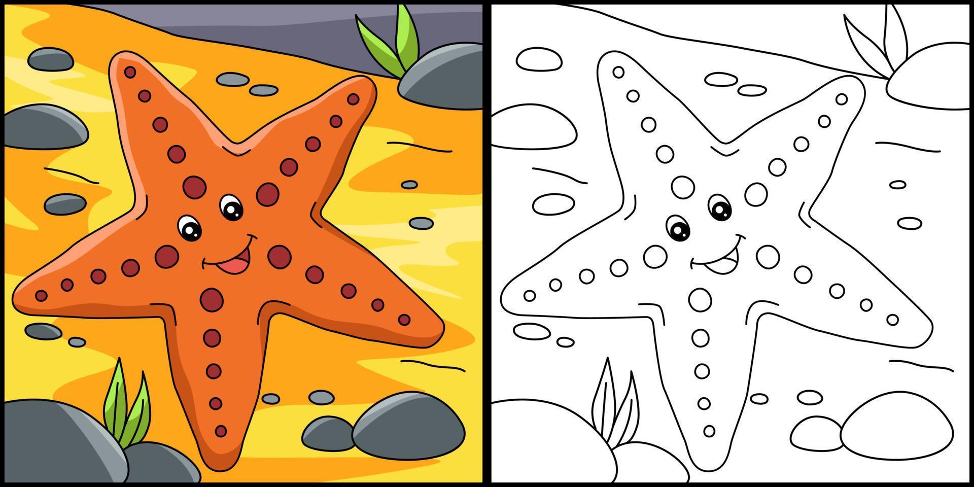 ilustração de página para colorir estrela do mar vetor