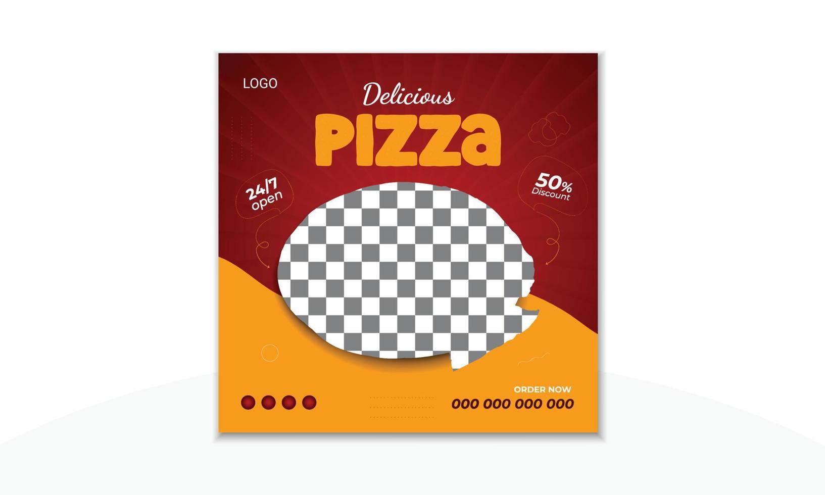 modelo de cartaz de mídia social de pizza vetor