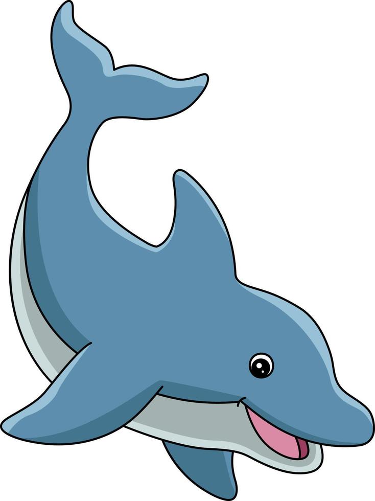 ilustração de clipart colorida de desenho de golfinho vetor