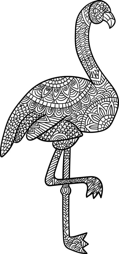 desenhos de mandala de flamingo para colorir para adultos vetor