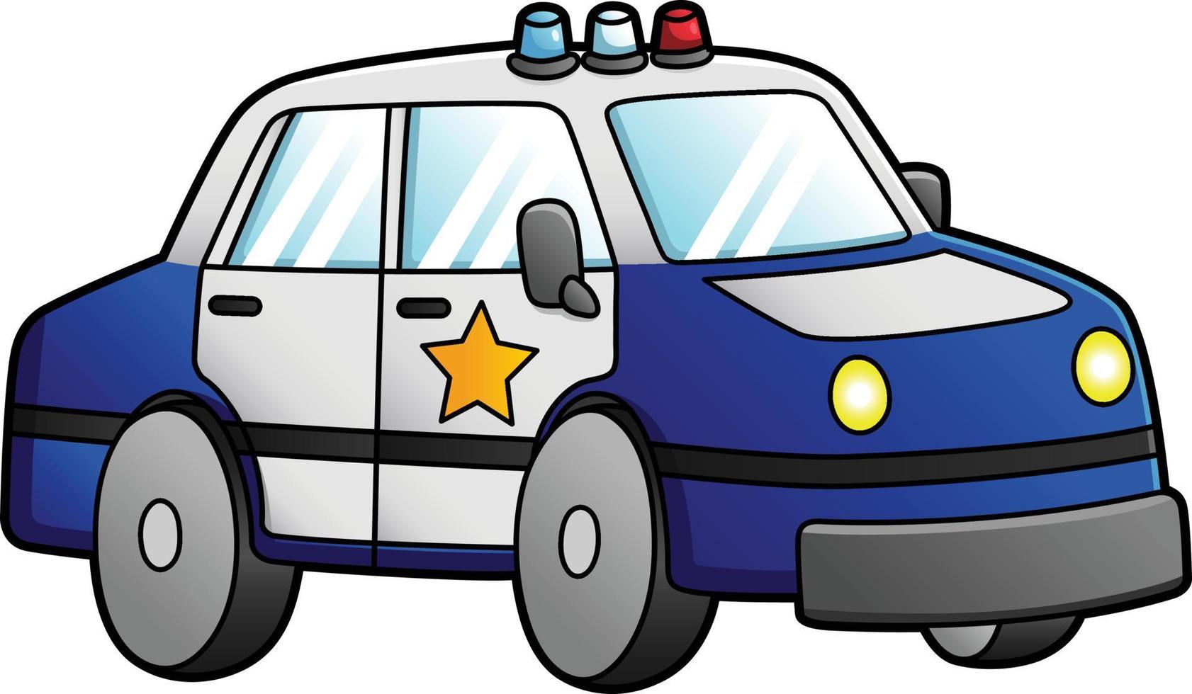 ilustração colorida de clipart de desenho de carro de polícia vetor
