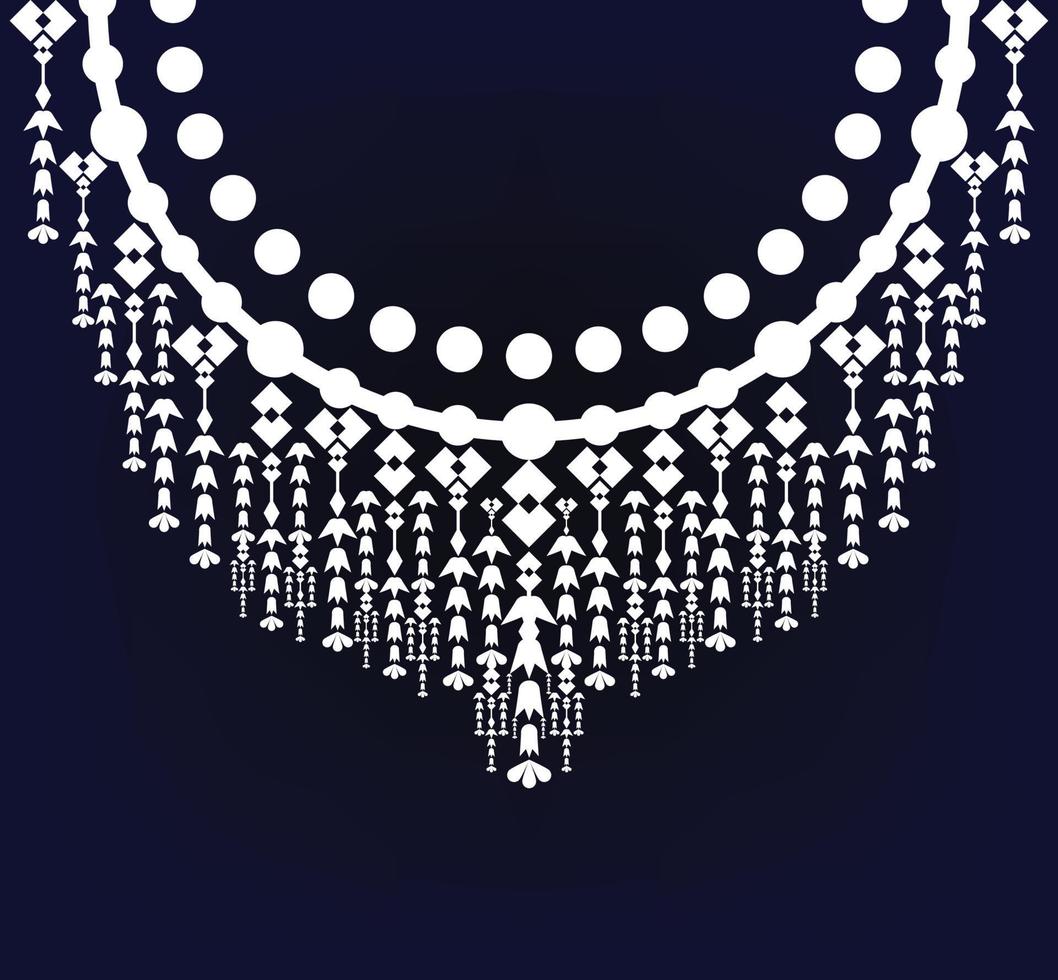 bordado decote étnico, geométrico, tribal, oriental, tradicional, design de colar para moda feminina vetor