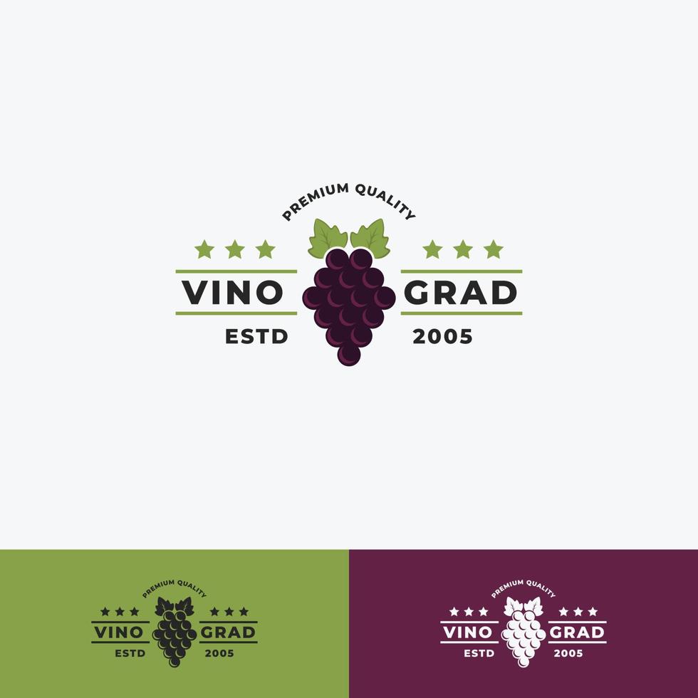 modelo de design de ilustração vetorial de logotipo de uvas, logotipo de uva isolado vetor