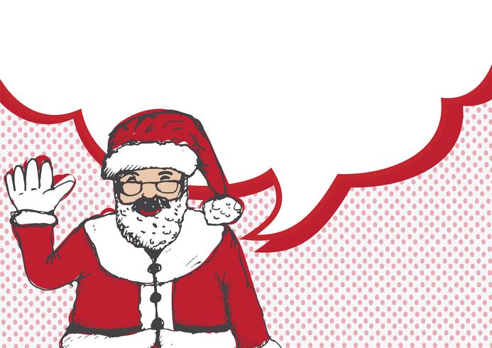 Papai Noel para mão de Natal desenhada e falando balão vetor