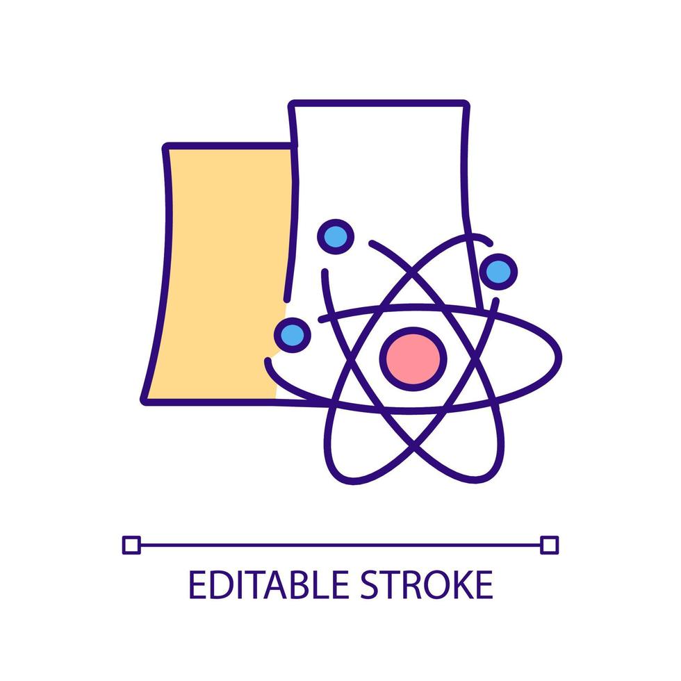 ícone de cor rgb da usina nuclear. Reator nuclear. convertendo água em vapor. estação de energia térmica. produção de calor. ilustração vetorial isolado. desenho de linha preenchido simples. traço editável vetor