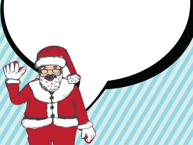 Papai Noel para mão de Natal desenhada e falando balão vetor