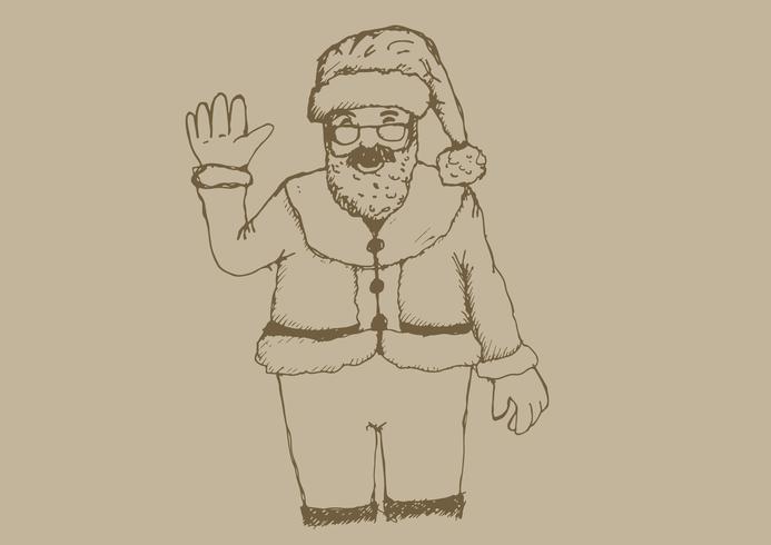 Papai Noel para mão de Natal desenhada vetor