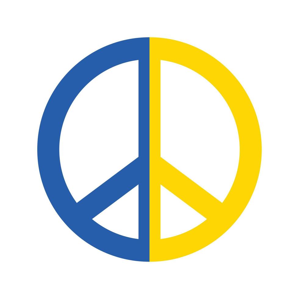 ícone de paz na combinação de cores amarela e azul. fique ícone de paz para a guerra vetor
