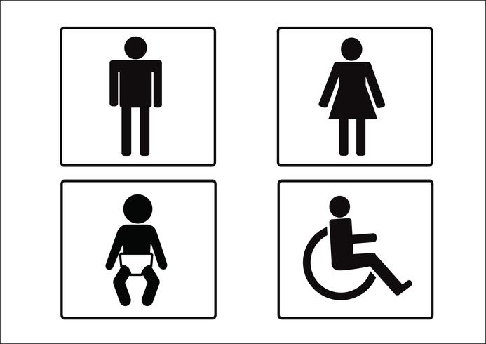 Símbolo de banheiro ícone de deficiência de mulher de homem e criança vetor