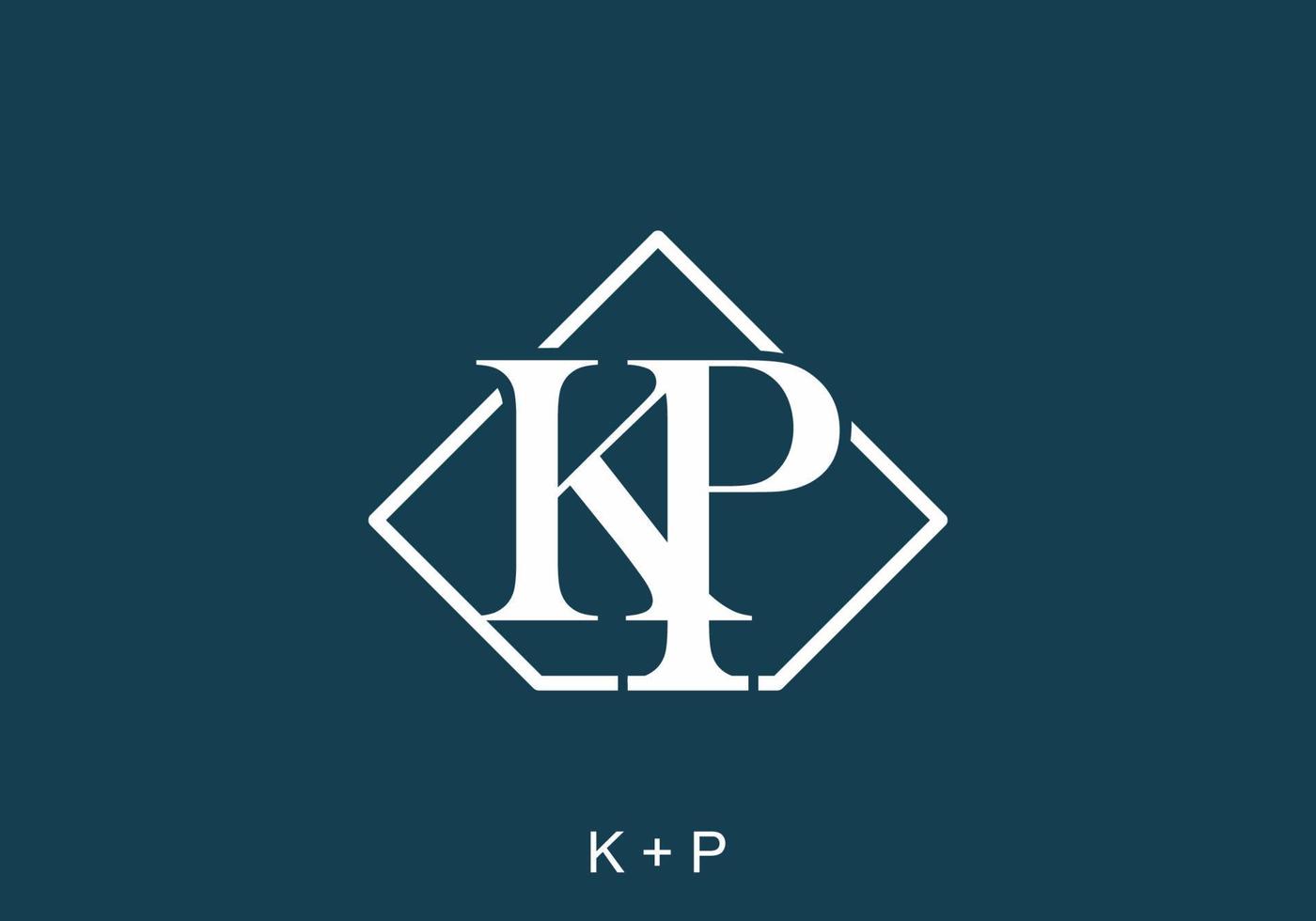 azul branco da letra inicial kp vetor