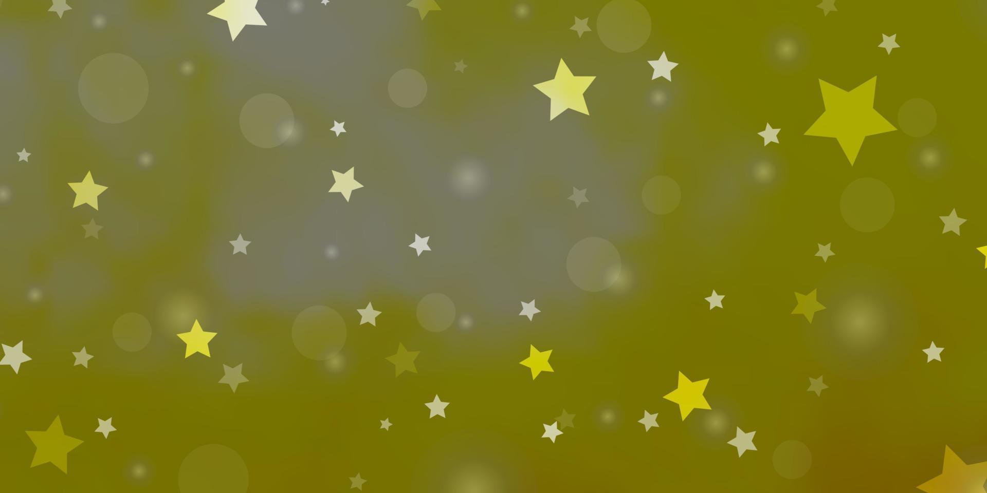 pano de fundo vector amarelo claro com círculos, estrelas.