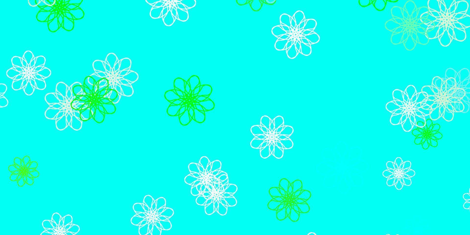 textura de doodle de vetor verde claro com flores.