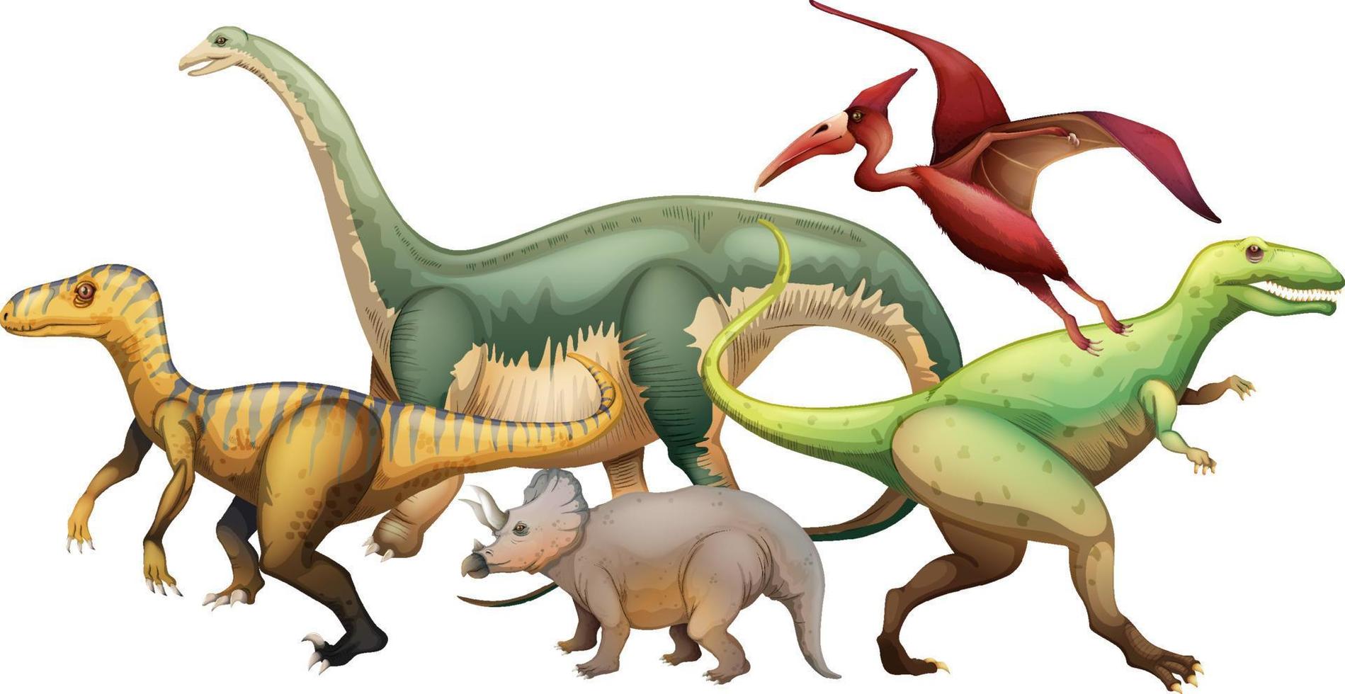 um conjunto de dinossauro e fóssil vetor