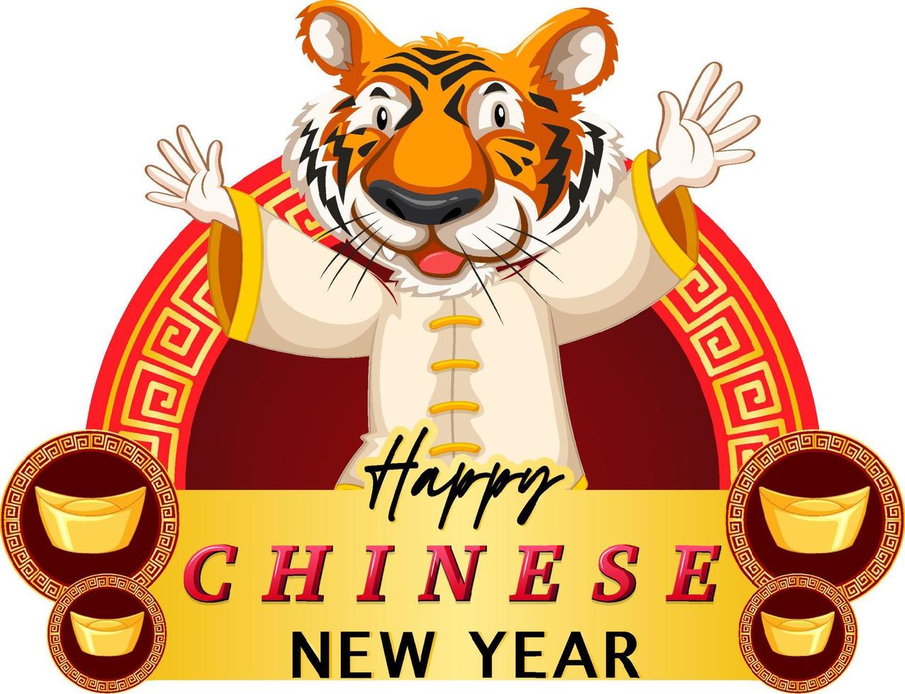 design de cartaz de ano novo chinês com tigre vetor